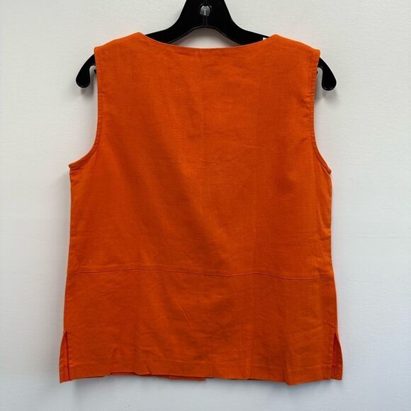 Vintage 90’s Orange Fish Ocean Theme Linen Sleeveless Top Vest Size M - Picture 10 of 10